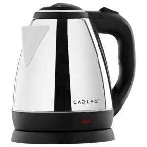 Cadlec 1.8 Litres Electric Kettle Aquanix | 1500W | Silver - Black | Automatic Cut-off | Stainless Steel | Rotatable Base | Power Indicator | Single-Touch Lid Locking